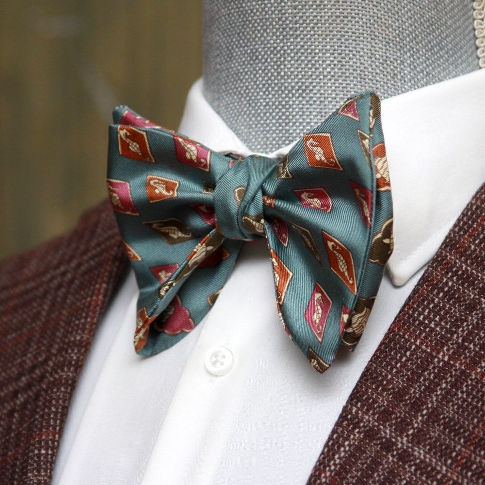 New Men's Self-tied Bow Tie 100%Silk Big‎ Butterfly Gift Box Nautica Motive S658 - Picture 3 of 12